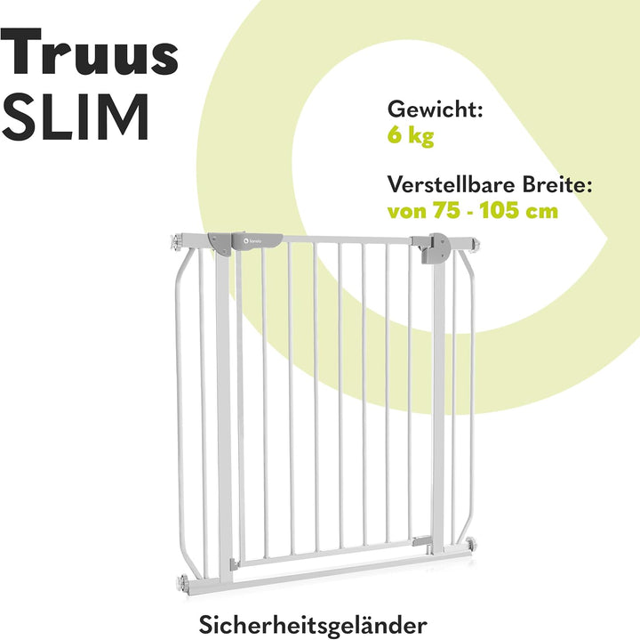 LIONELO Truus Slim Kinderschutzgitter Sicherheit ohne Bohren, Doppeltes Sicherheitssystem, Verstellb