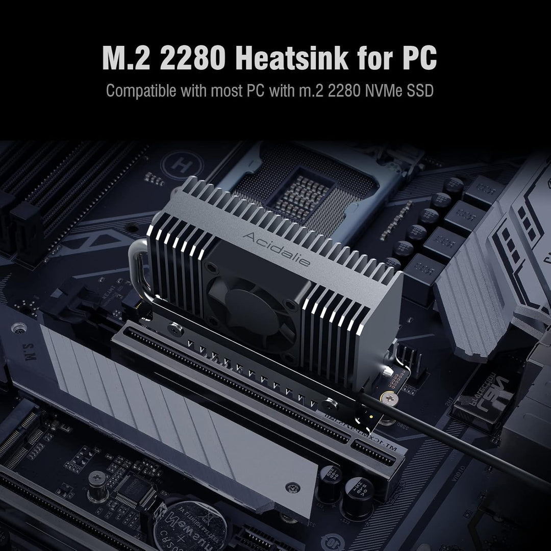 M.2 Kühlkörper, SSD Kühler für PCIe NVMe oder SATA M2 2280 SSD Kühlung mit Lüfter