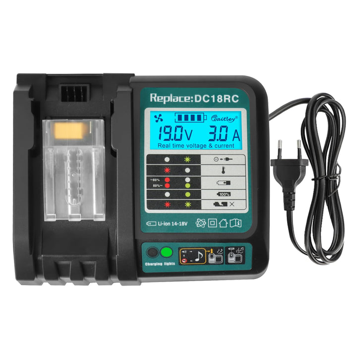 DC18RC 18V Schnellladegerät Kompatibel mit Makita 14,4 V-18 V Ersatzakku mit LCD-Anzeige BL1830B BL1