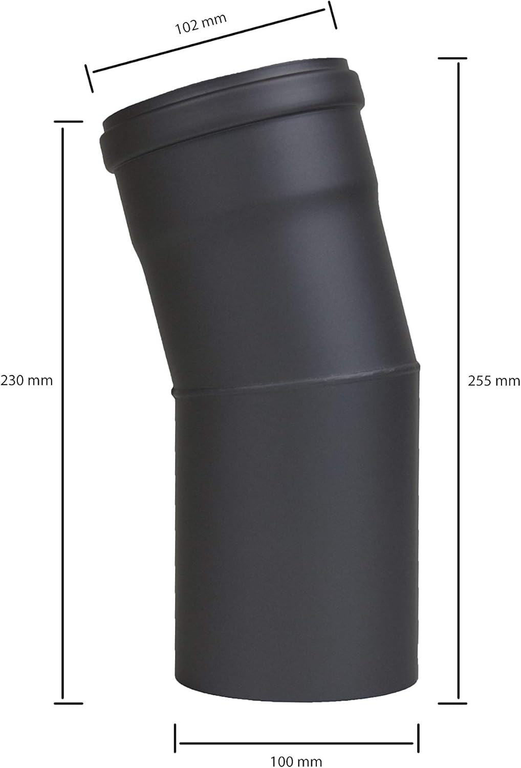 LANZZAS Pelletrohr Bogen 15° starr - Durchmesser 100 mm - Farbe: schwarz - inklusive Silikon-Dichtri