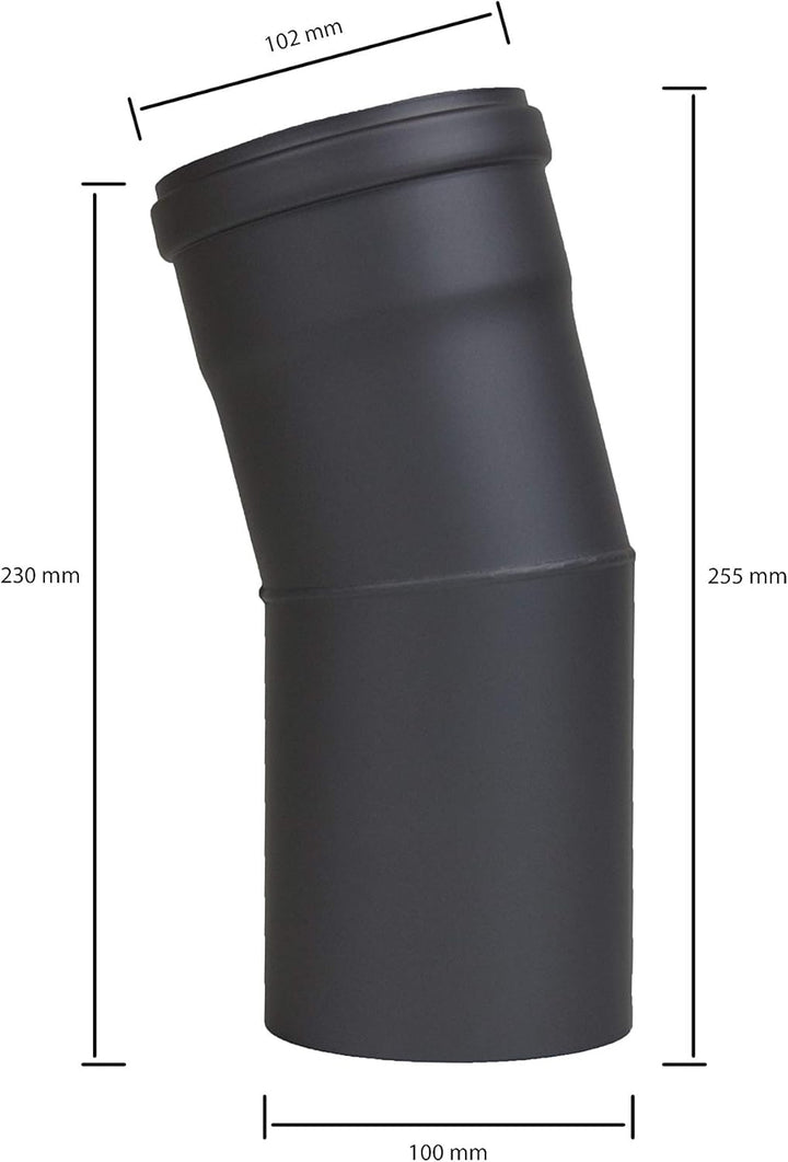 LANZZAS Pelletrohr Bogen 15° starr - Durchmesser 100 mm - Farbe: schwarz - inklusive Silikon-Dichtri