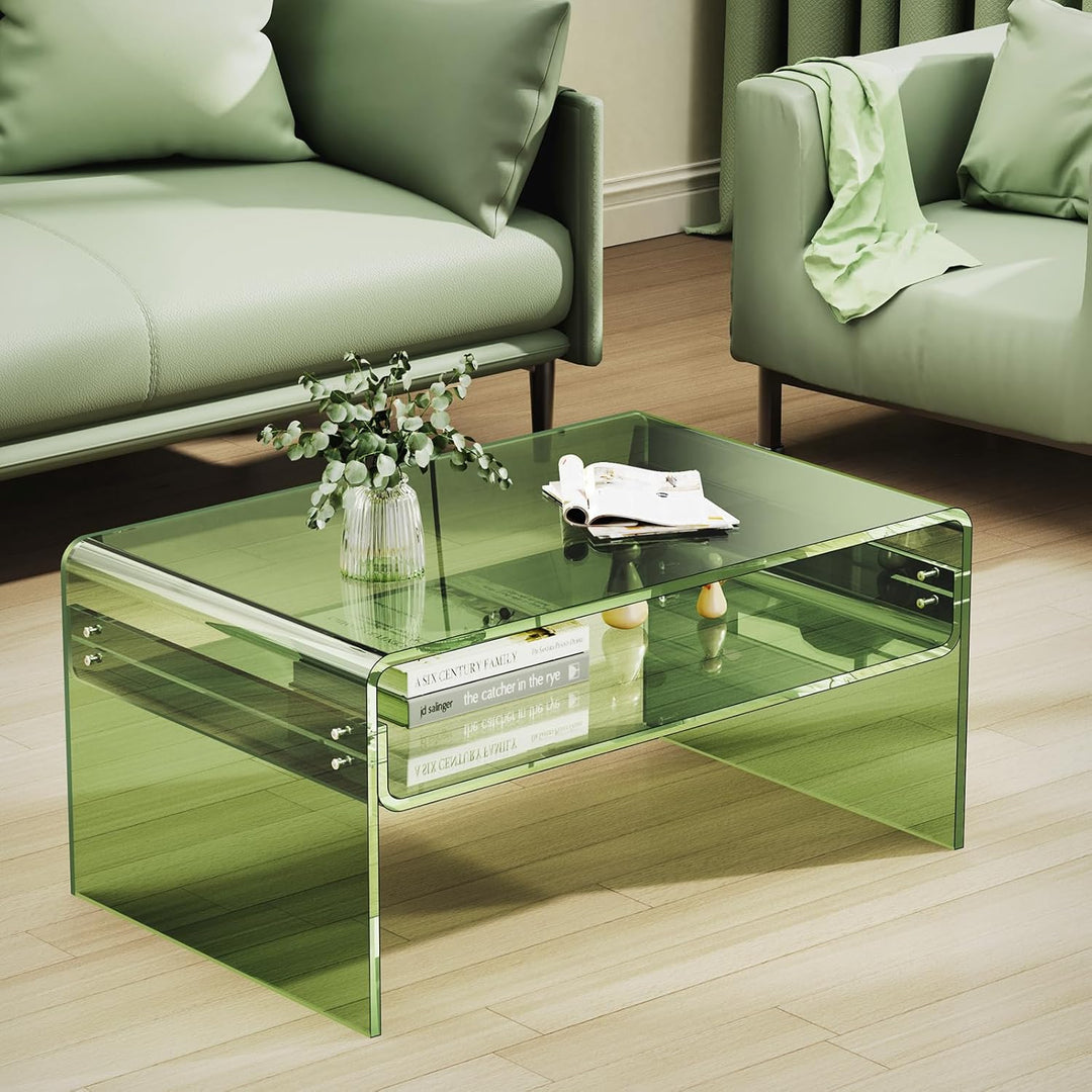 Acryl Couchtisch für Wohnzimmer, Wohnzimmertisch Beistelltisch Transparent, Lucite Tisch mit Offenem