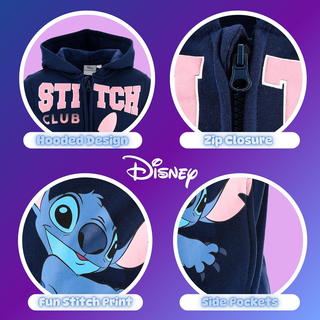 Disney Stitch Mädchen Kapuzenpullover, Pullover mit Reissverschluss, Geschenk für Mädchen, Grössen 3