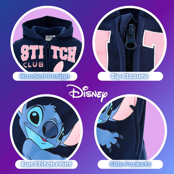 Disney Stitch Mädchen Kapuzenpullover, Pullover mit Reissverschluss, Geschenk für Mädchen, Grössen 3