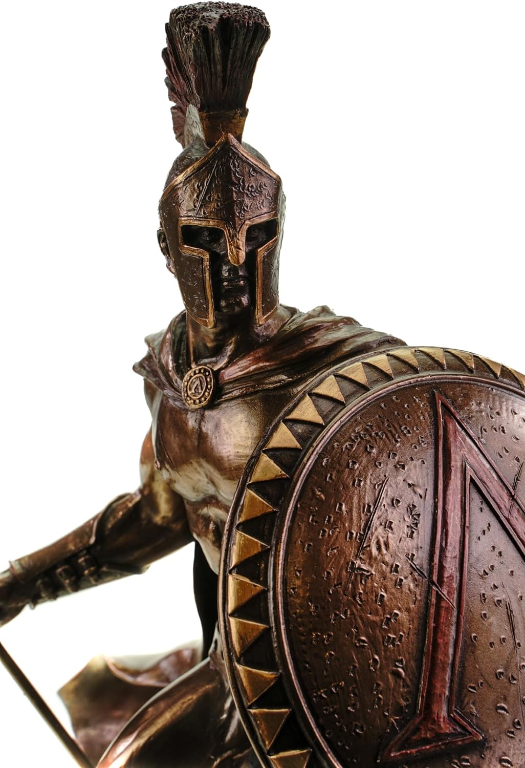 Veronese Leonidas mit Schild und Speer Figur Feldherr Spartaner bronziert