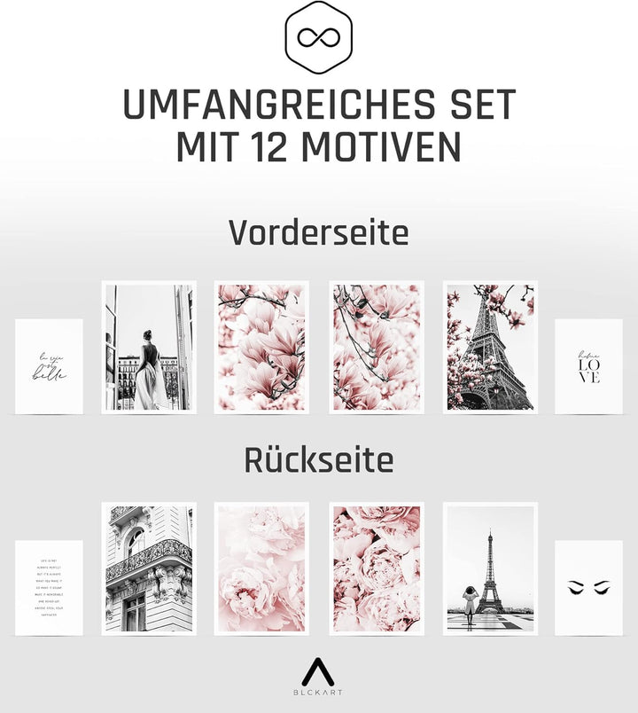 BLCKART Infinity Poster-Set Premium Rose - beidseitig bedruckte Wandbilder - Premium Poster - Bilder
