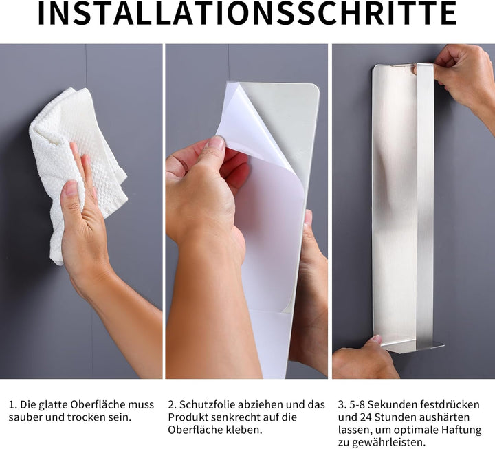 ZUNTO Selbstklebender Handtuchhalter für Gäste – Edelstahl, 40 cm, Handtuchhalter ohne Bohren, ideal