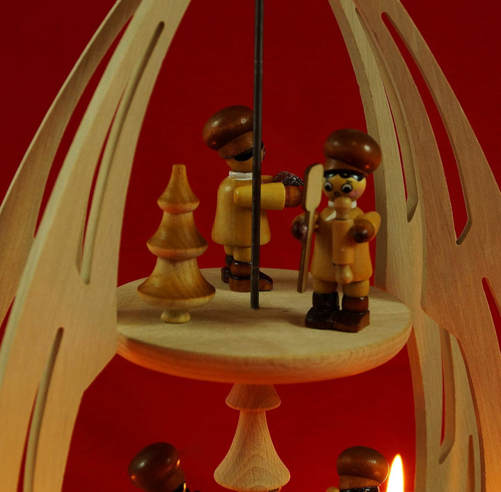 Wichtelstube-Kollektion XL Weihnachtspyramide f. Teelichter 35cm Weihnachtsbäckerei feinstes Buchenh
