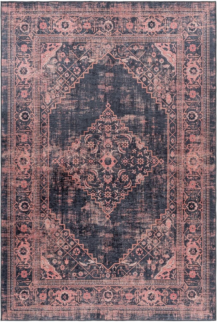 Waschbarer Teppich, Didigitaldruck Orientteppiche, Rechteckig, Rot - Schwarz Farbe, Flachgewebe, Fus