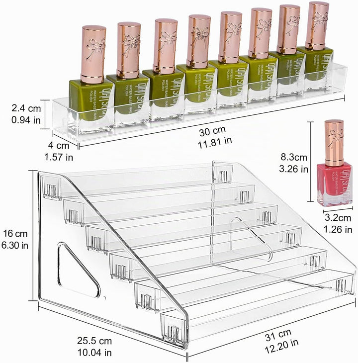 JessLab Nagellack Aufbewahrung, 6-Stufige Klarer Acryl Nagellack Halter Åtherische Öle Kosmetik Vitr