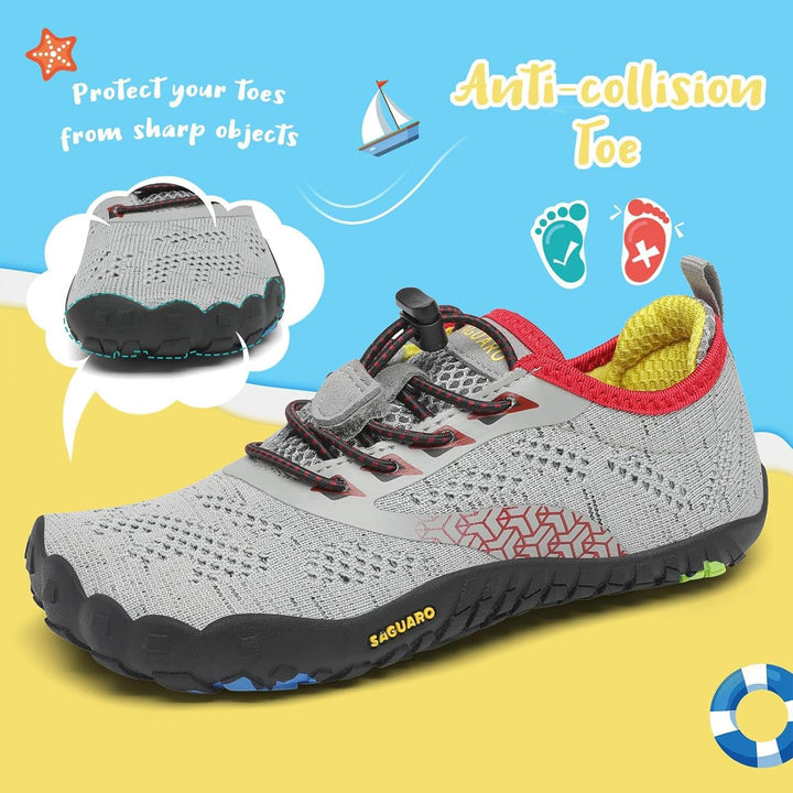 SAGUARO Kinder Barfussschuhe Schnell Trocknend Badeschuhe,24-36 EU 24 EU Grau, 24 EU Grau