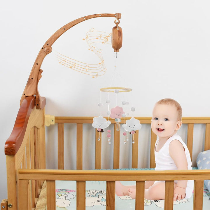 Baby Mobile Spieluhr, Holzoptik Music Box Bettglocke, Kinderbett Mobile Motor, Bettglocke Anhänger B