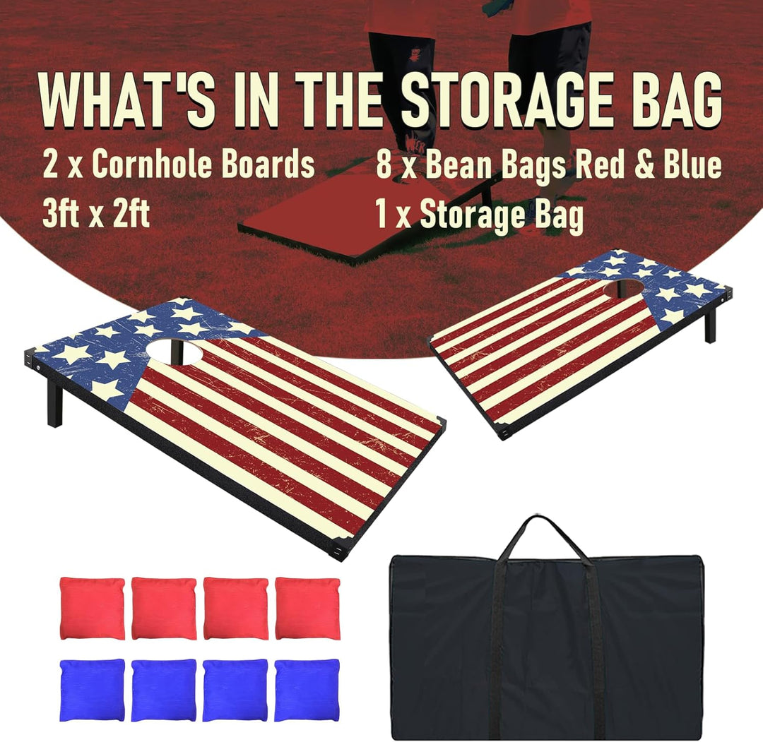 Cornhole Spiel Verordnung Grösse 91cmx60cm, Sackloch Spiel mit Corn Hole Spiel mit 2 Boards, 8 Wurfb
