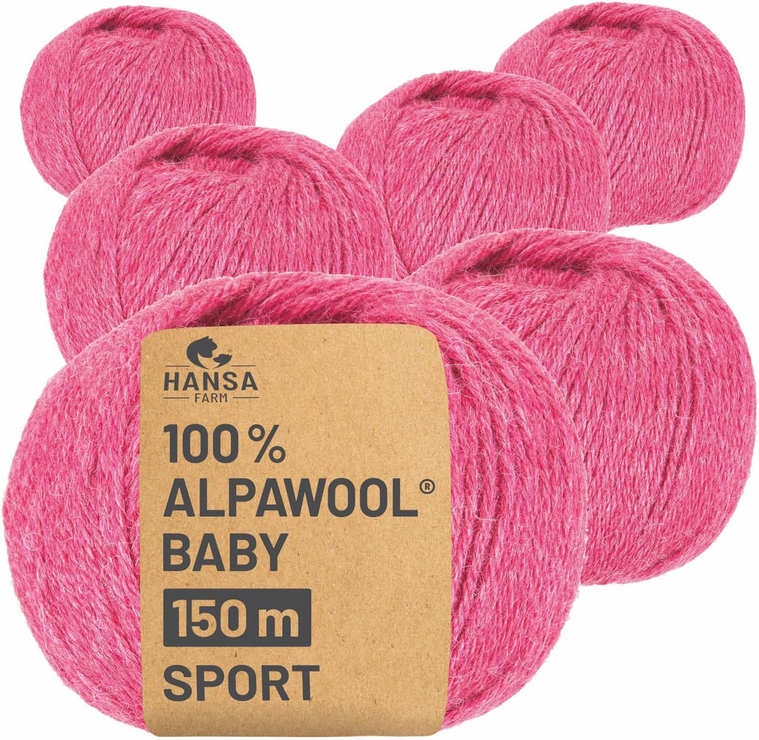 HANSA-FARM | 100% Baby Alpakawolle in 50+ Farben (kratzfrei) - 300g Set (6 x 50g) - weiche Alpaka Wo