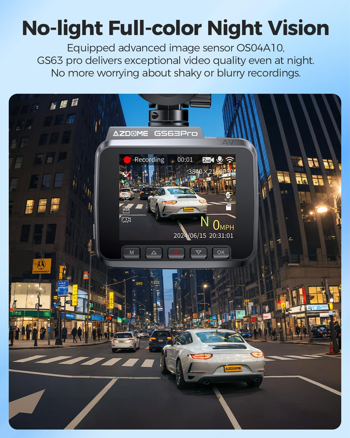 AZDOME 4K Autokamera mit Rückfahrkamera 5Ghz WiFi GPS Dashcam Auto Vorne Hinten mit Parküberwachung