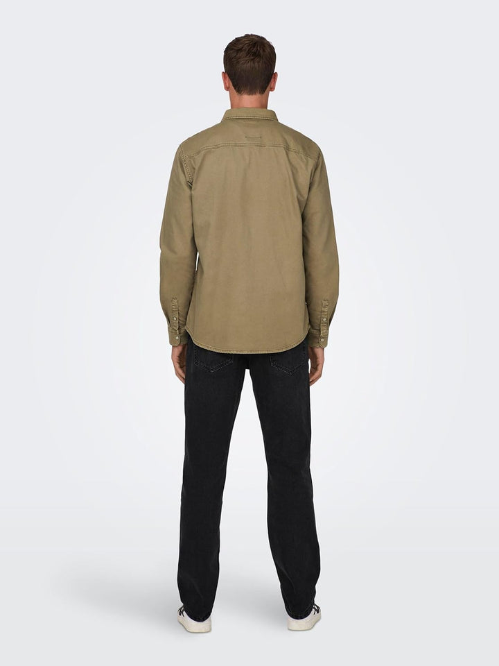 ONLY & SONS Male Jeanshemd Normal geschnitten Hemdkragen Hemd XL Dark Grey Denim, XL Dark Grey Denim