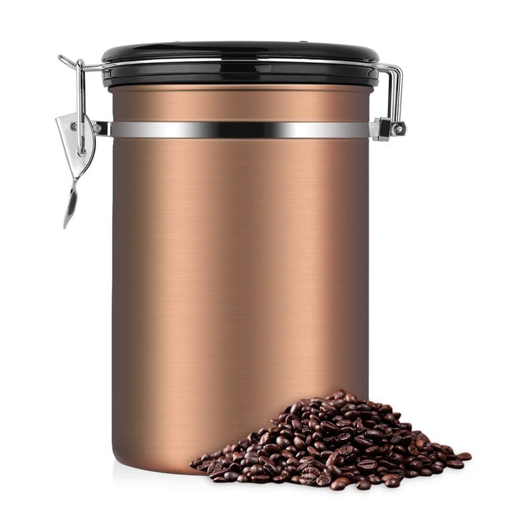 Kaffeekanister, 1,8 L, Edelstahl, Grosser Behälter, Luftdicht, für Gemahlenes Stahlpulver und Bohnen