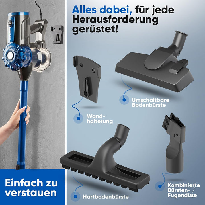 Proficare, 2in1 Staubsauger PC-BS3133-Blue, Handstaubsauger und kabelgebundener Besen, 600 W, HEPA-F