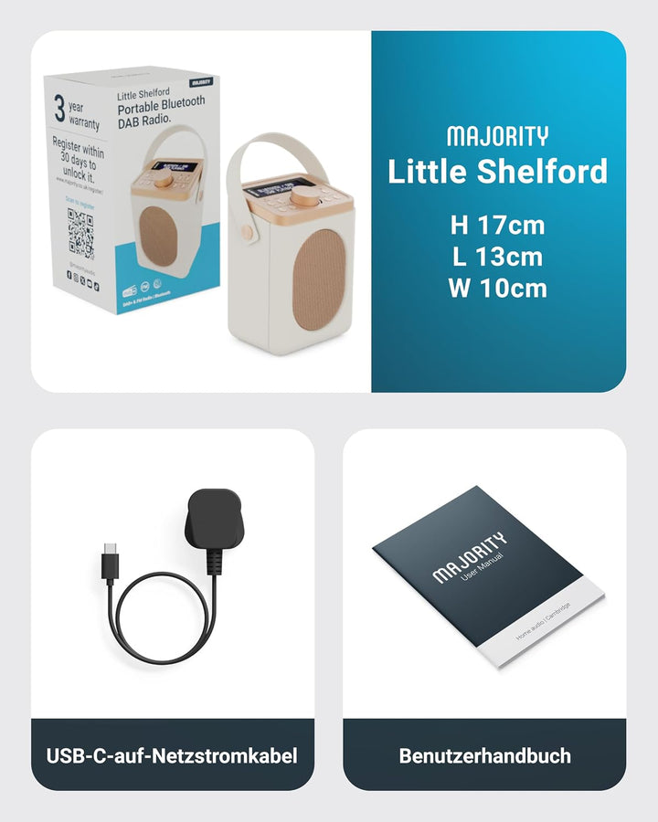 MAJORITY Little Shelford DAB Plus Radio | Küchenradio UKW mit Bluetooth | Radio Batteriebetrieben mi