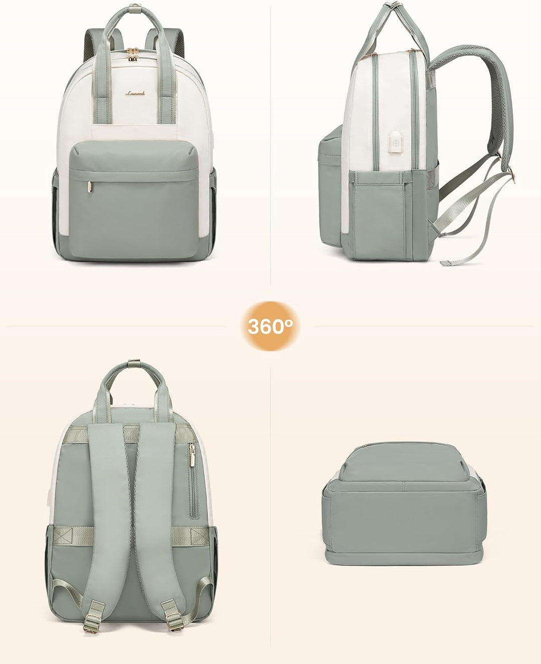LOVEVOOK Rucksack Damen, 15,6 Zoll Laptop Schulrucksack Mädchen mit Laptopfach, Wasserdicht Tagesruc