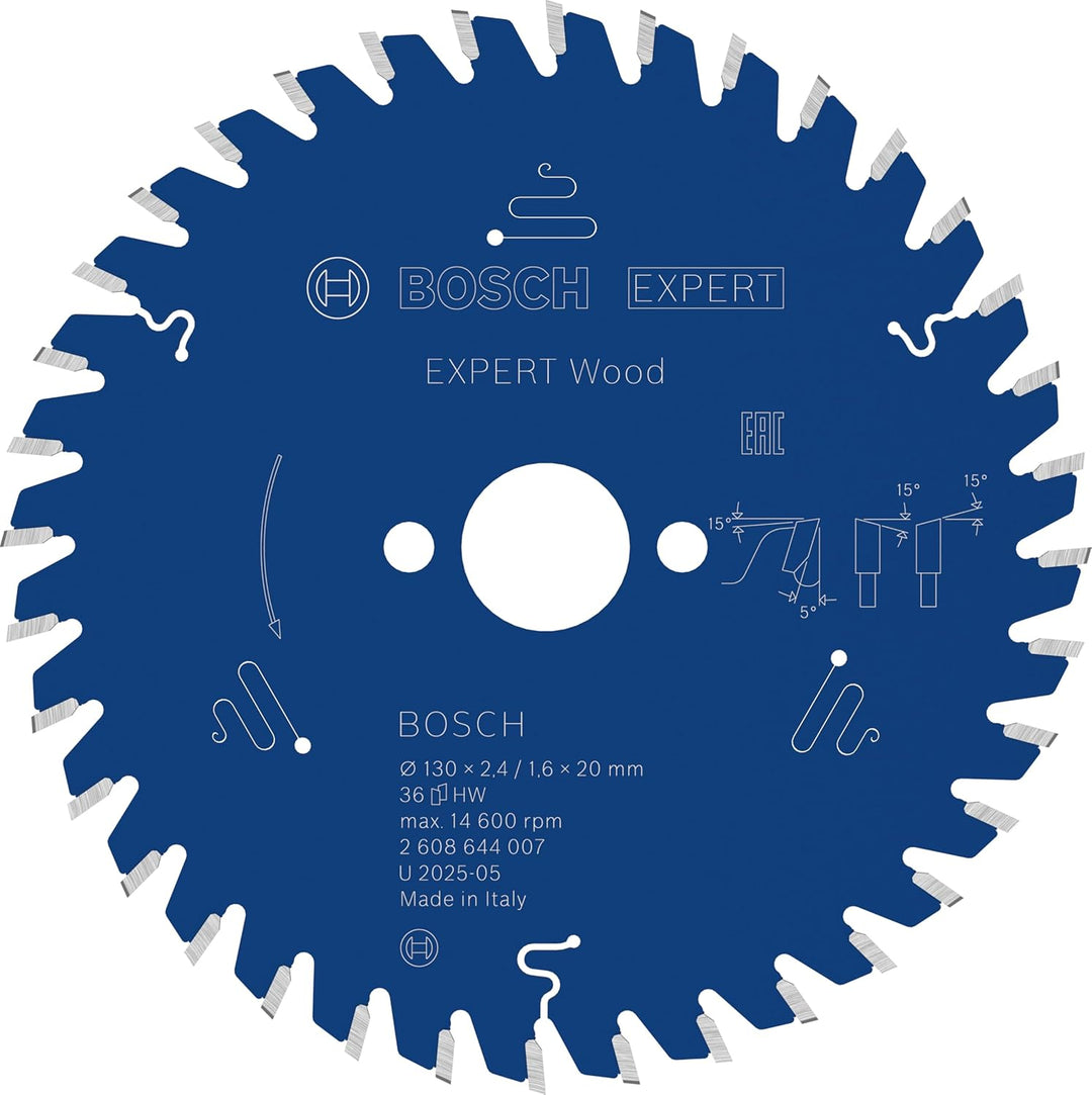 Bosch Professional 1x Kreissägeblatt Expert for Wood (Holz, Sägeblatt Ø 130 x 20 x 2,4 mm, 36 Zähne,