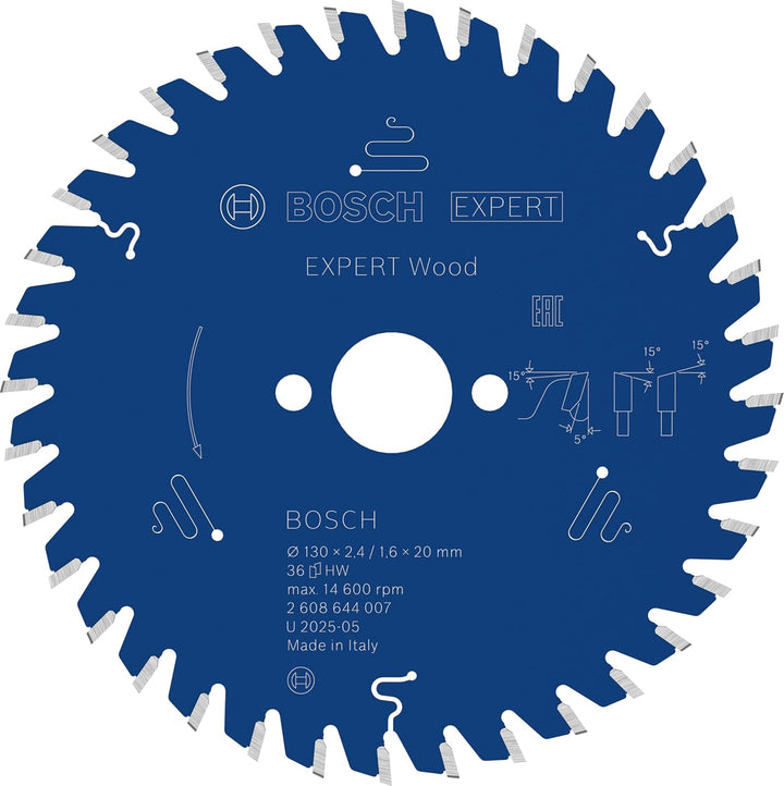 Bosch Professional 1x Kreissägeblatt Expert for Wood (Holz, Sägeblatt Ø 130 x 20 x 2,4 mm, 36 Zähne,