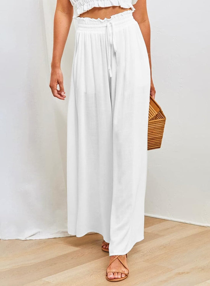 Dokotoo Sommerhose Damen Leicht Palazzo Hose Elegant Sommer High Waist Baggy Leinenhose Freizeithose