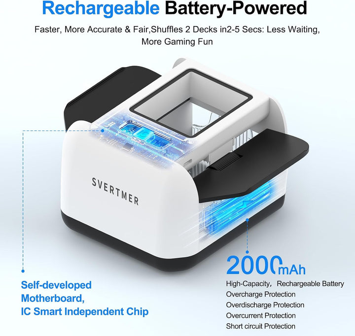 Automatic Card Shuffler|1-2 Deck Electric Card Shuffle Machine|Portable Rechargeable Batteries|for o