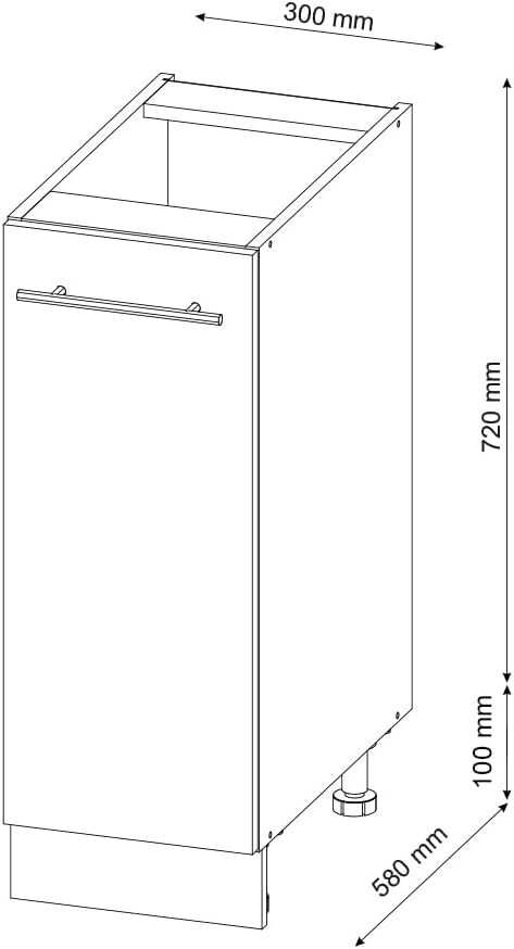 Vicco Apothekerschrank Fame-Line, Anthrazit Hochglanz/Weiss, 30 cm, AP Marmor Anthrazit Hochglanz Ap