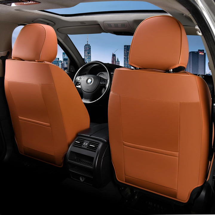 FLORICH Autositzbezüge Komplettset 5 Stück Vorder und Rücksitzbezüge PU-Leder Universel Auto Wasserd