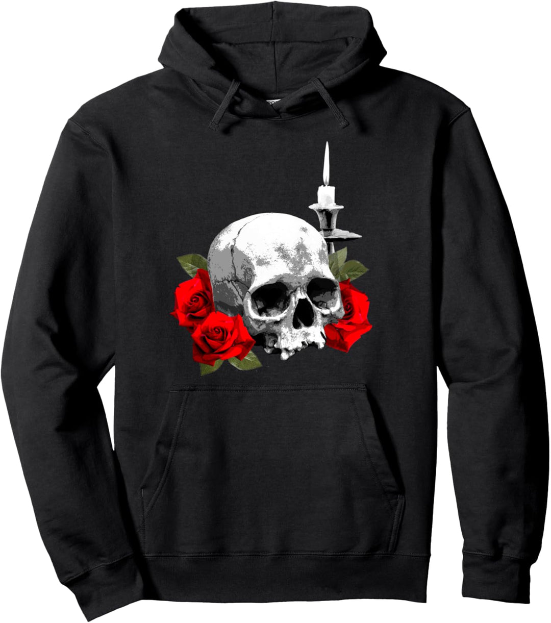 Skull, Roses and Candle Pullover Hoodie