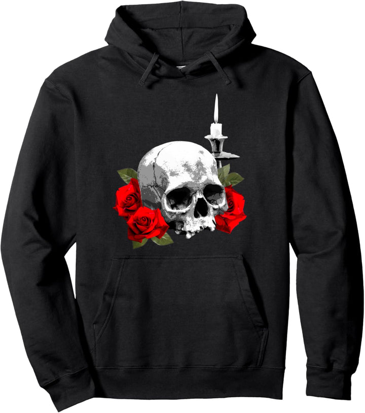 Skull, Roses and Candle Pullover Hoodie