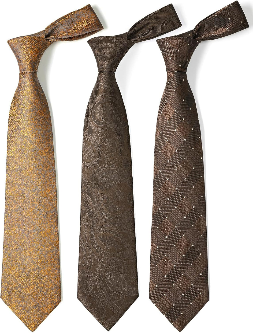 HISDERN Los 3 Stck Herren Krawatte Klassisch Elegante Krawatten und Einstecktuch Seidenkrawatte Set