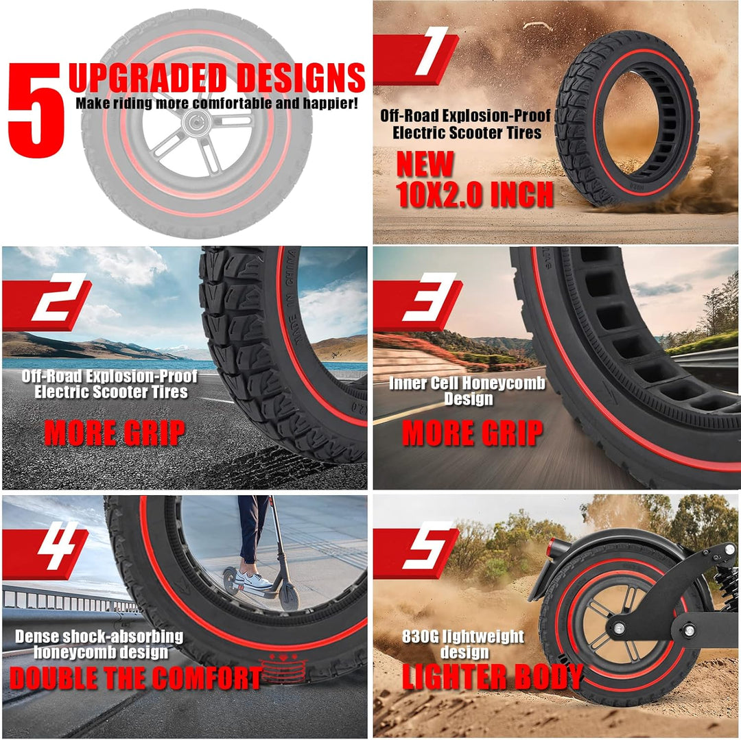 10 Zoll Scooter Reifen Ersatzreifen Scooter Vollgummireifen, Scooter Offroad-Reifen, e-Roller Gummir