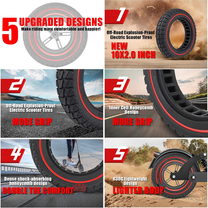 10 Zoll Scooter Reifen Ersatzreifen Scooter Vollgummireifen, Scooter Offroad-Reifen, e-Roller Gummir