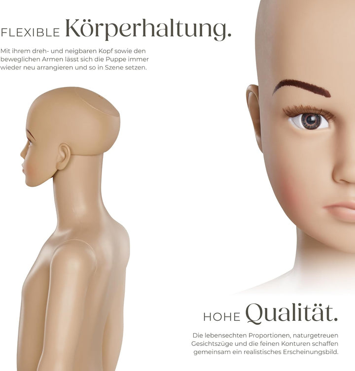 TecTake Schaufensterpuppe Zerlegbare Puppe | drehbar und beweglich | Glasplatte mit Wadendorn - Vers