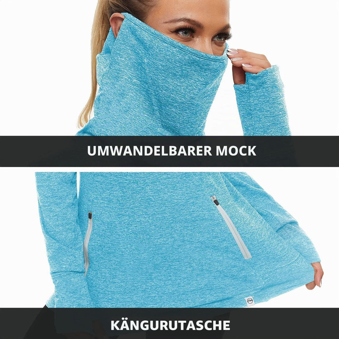 Soneven Rollkragen Pullover Damen Sweatshirt Damen Ohne Kapuze mit Taschen Funktionsshirt Langarm Sw