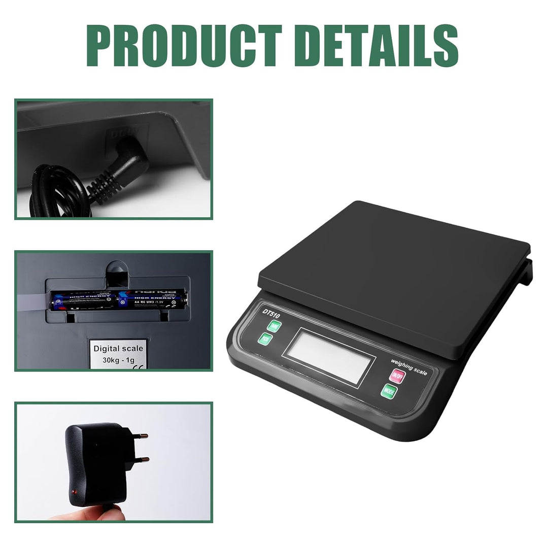 Digitale Paketwaage 30kg, Digitale Küchenwaagen, Waage Küche in 1g Schritten, Digitalwaage mit LCD D