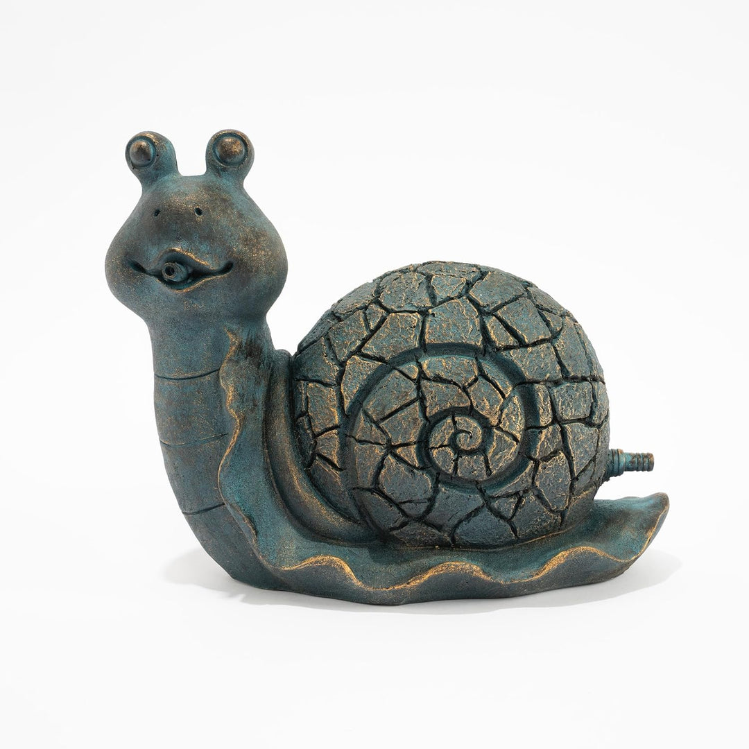 Esotec Wasserspeier-Schnecke Emilius, Einzelfigur mit Schlauch, Teichfigur, Brunnenfigur, Wasserspie