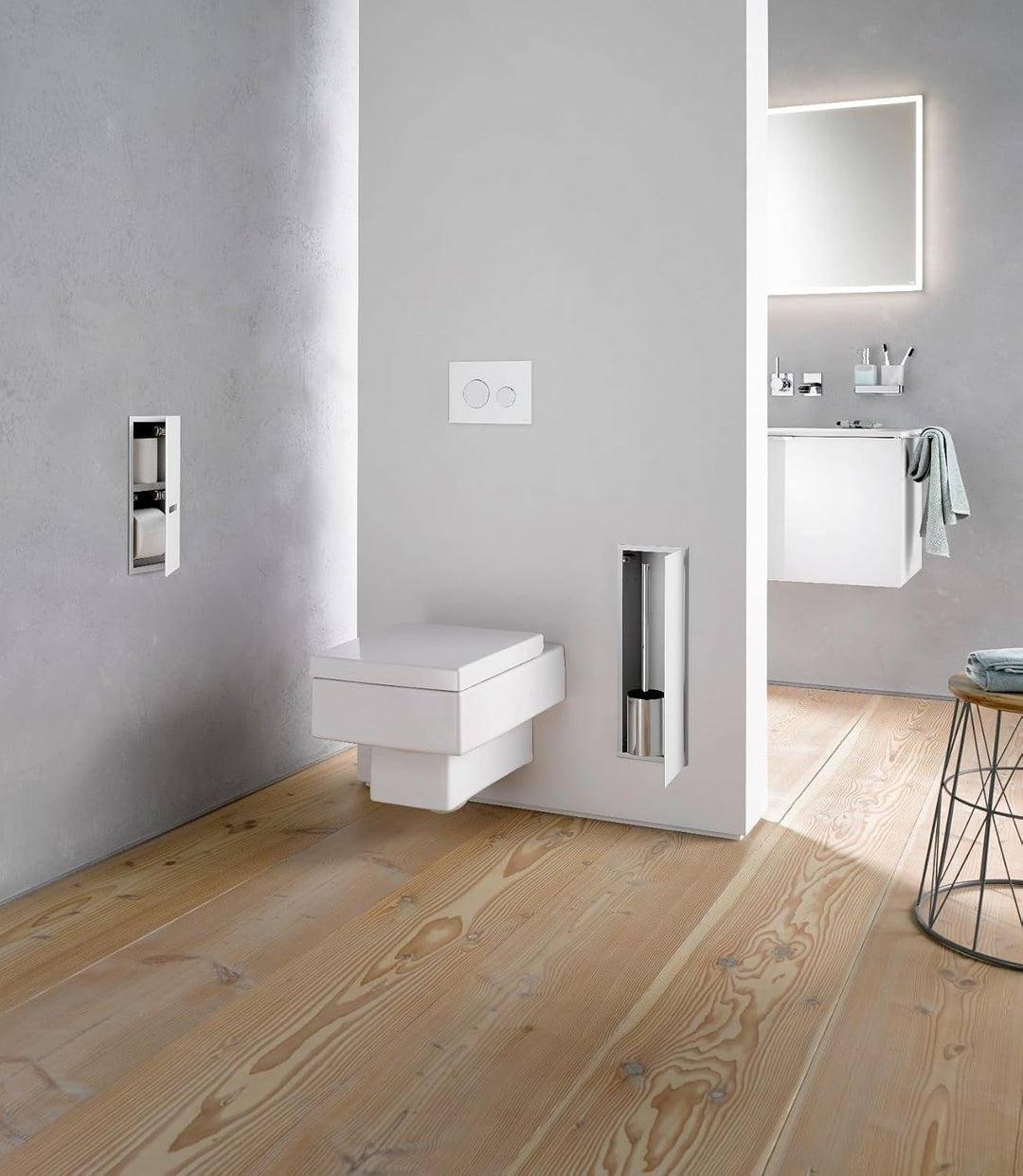 EMCO Asis 2.0 WC-Bürstengarnitur-Unterputz-Modul, platzsparender Stauraum aus hochwertigem Aluminium