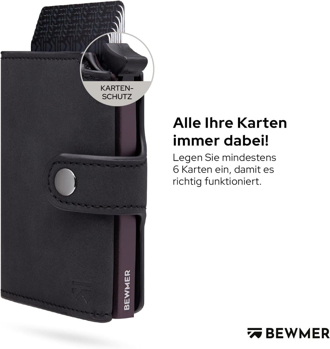 BEWMER 2 Shielded | Herren und Damen Slim Wallet mit RFID-Schutz Anti-Cloning | Kartenetui mit Münzf