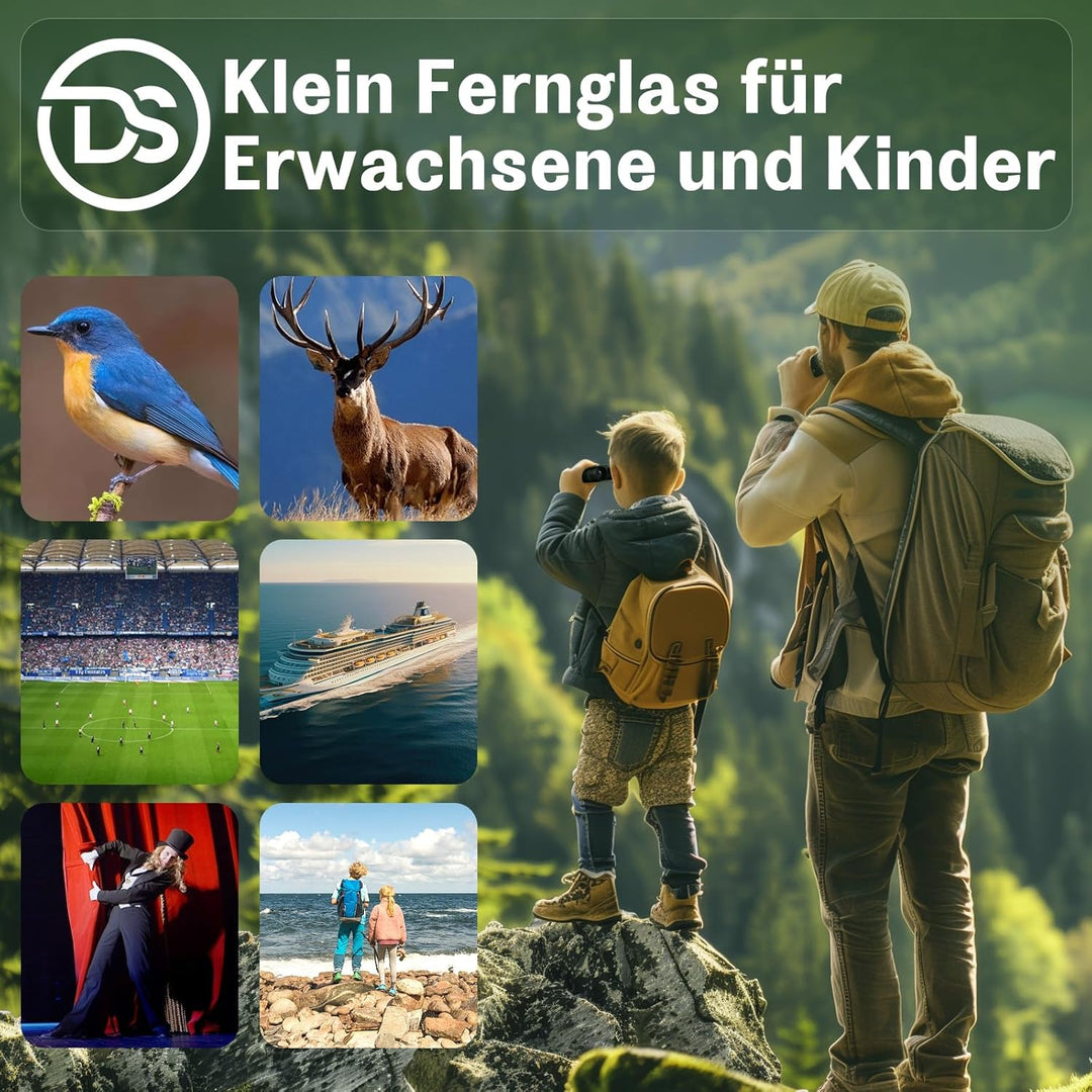 20x25 Kleines Fernglas Erwachsene und Kinder - Deesoo Kompakt Fernglas für Vogelbeobachtung Jagd - M