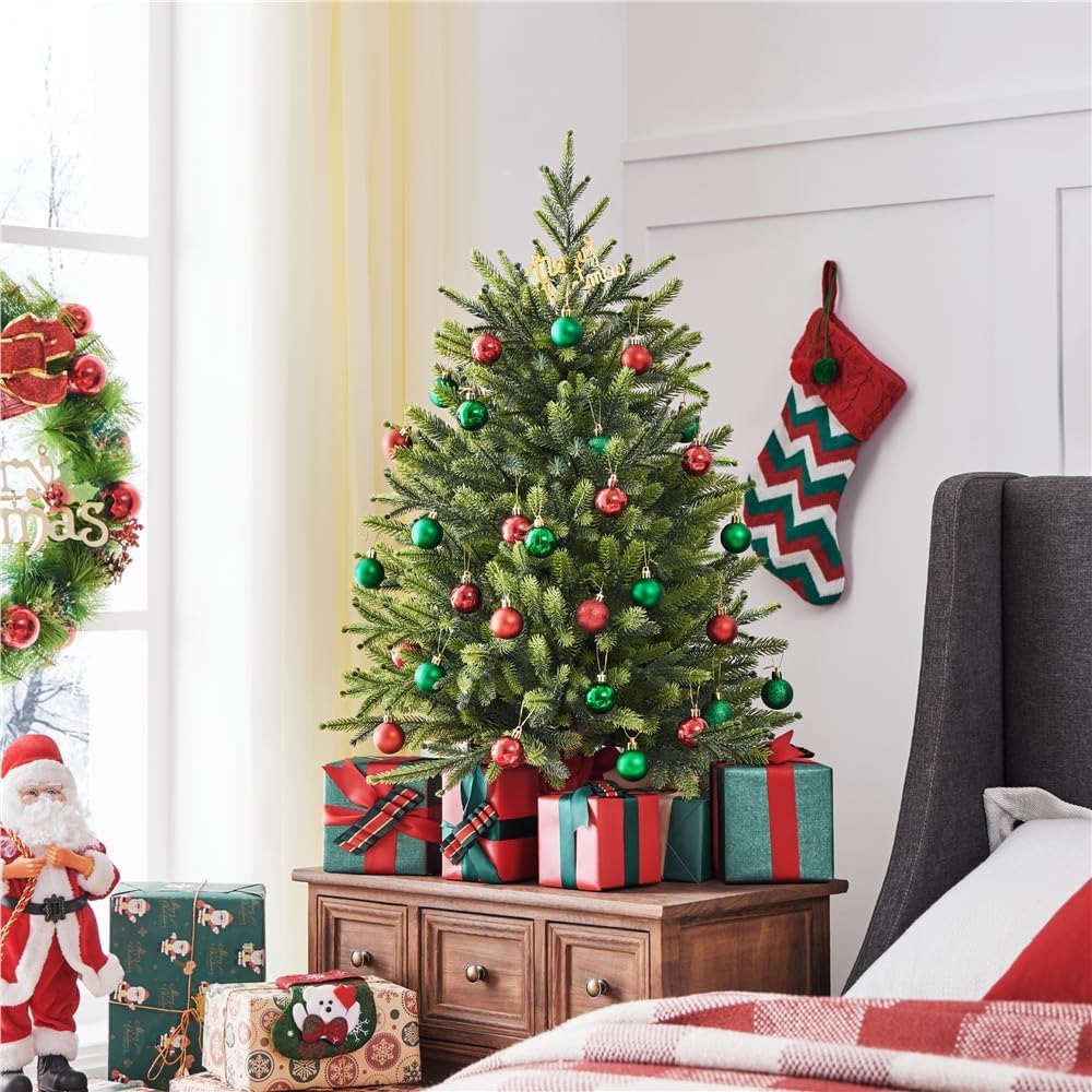 Yaheetech 91cm Mini künstlicher Weihnachtsbaum mit 143 Spitzen &amp; Zementbasis, Mini Tischplatte Tanne