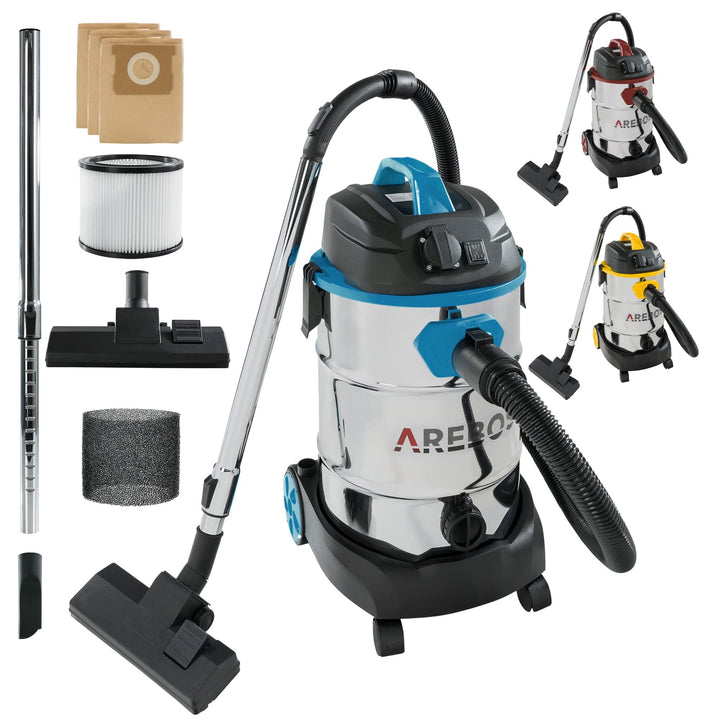 Arebos Industriestaubsauger 1600W | Nass- &amp; Trockensauger | Aschesauger für Kamin &amp; Grill | Mehrzwec