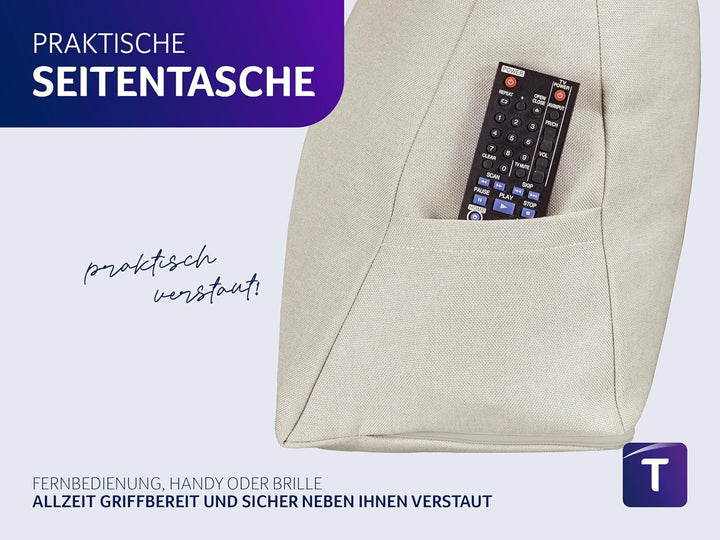Traumnacht Cozy Rückenkissen, Lesekissen, 70 x 40 cm beige, abnehmbarer, waschbarer Bezug aus 100% P