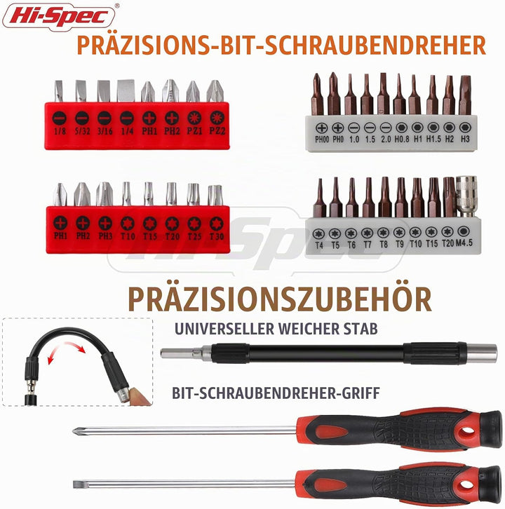 Hi-Spec 56-tlg. Präzisionswerkzeug-Kit für Computer, Handys und Laptops mit Ratschenschraubendreher,