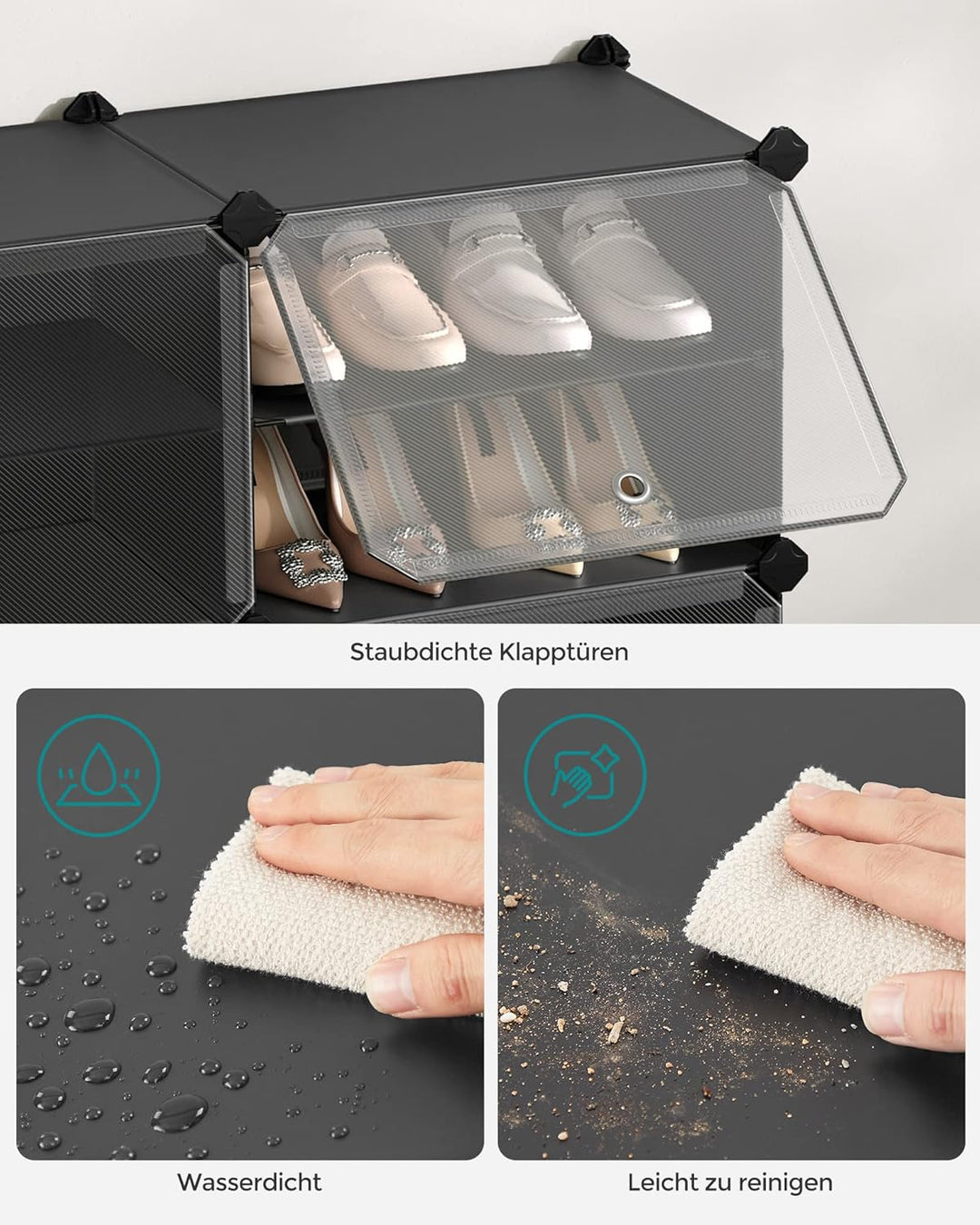 SONGMICS Schuhregal, Schuhschrank, für Garderobe und Eingangsbereich, anpassbar, 8 Fächer, für bis z
