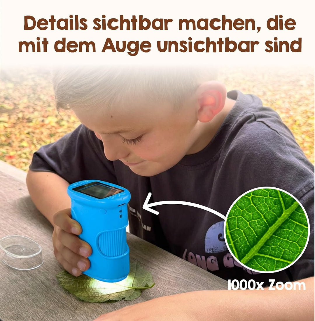 Edubini Digitales Mikroskop für Kinder [1000-fache Vergrösserung] - Tragbares Taschenmikroskop für G