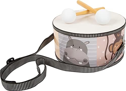 small foot Trommel Bunte Wildnis mit Tiermotiven und Trommelschlägeln aus Holz, für Kinder ab 3 Jahr