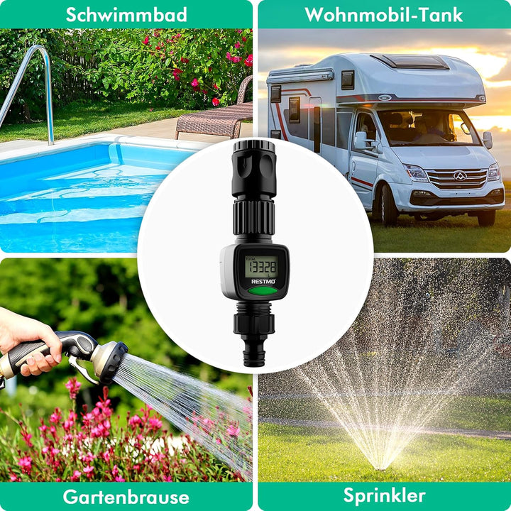 RESTMO Wasserzähler, Wasserdurchflussmesser mit hohe Messgenauigkeit, Messung des Gallonen-/Literver